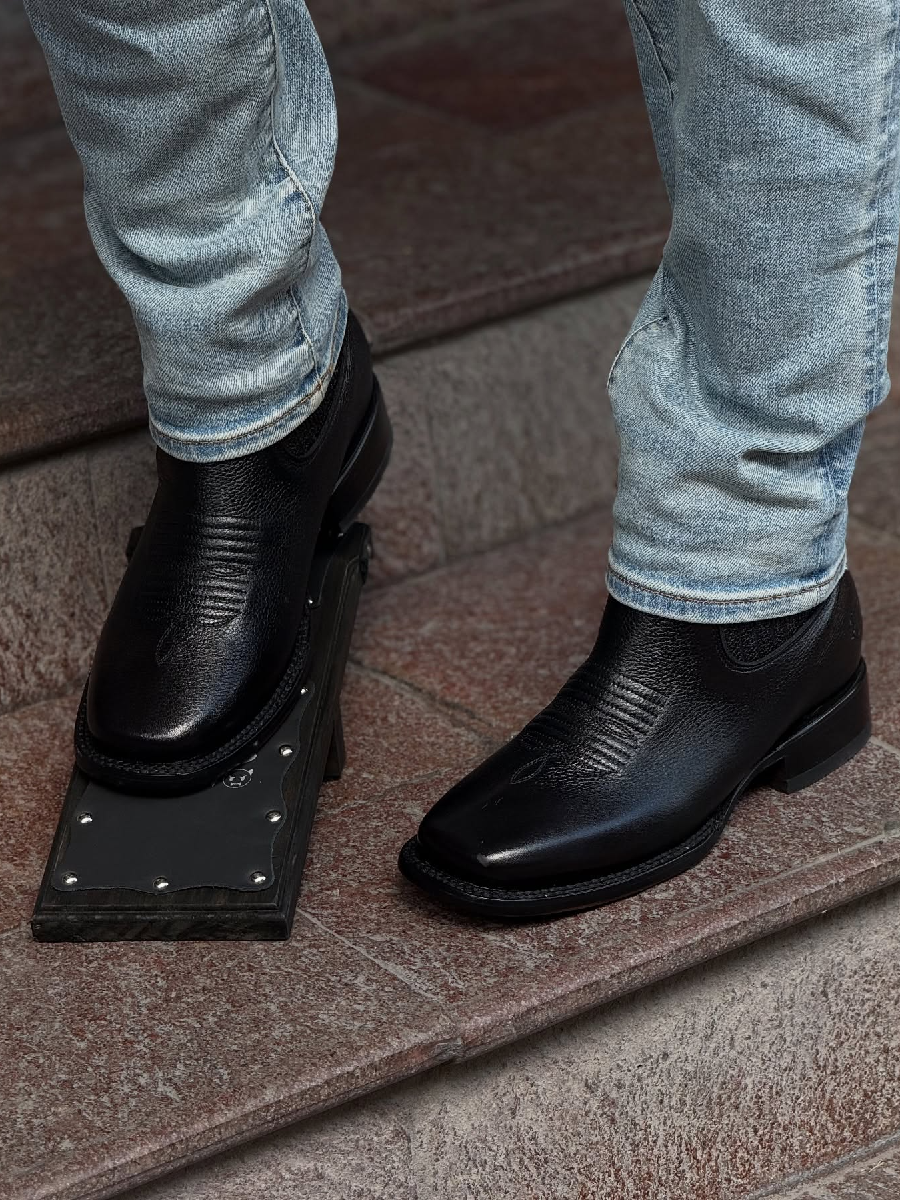 Square Toe Solid Color Handmade Leather Boots