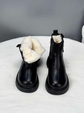Genuine Leather and Wool Snow Boots