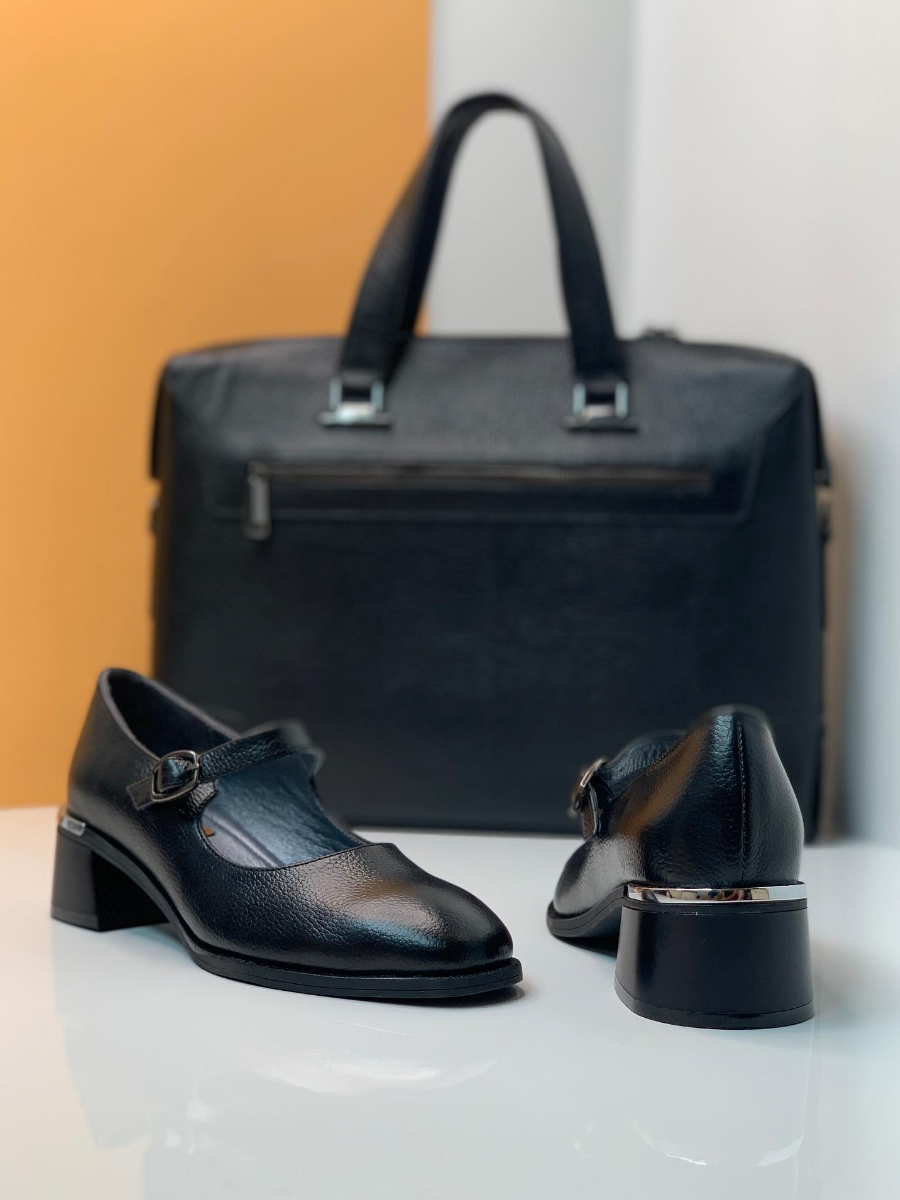 Genuine Leather Chunky Heel Mary Jane Shoes