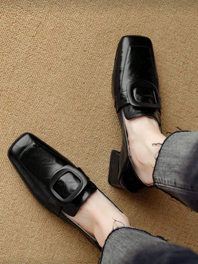 Low-heeled Slip-on Comfortable Square Buckle Shoes