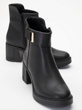 Chunky-heeled Genuine Leather High-heeled Ankle Boots