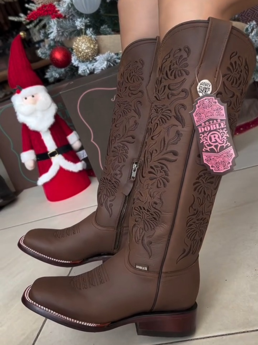 Vintage Embroidered Knee-high Boots