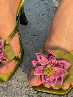 Handmade Flower High-heeled Sandals