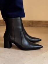 Pointed-toe Genuine Leather Ankle Boots