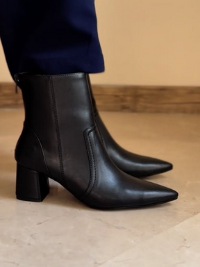 Pointed-toe Genuine Leather Ankle Boots