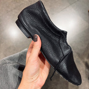 Soft Leather Flat Lace-Up Cutout Round-toe Shoes