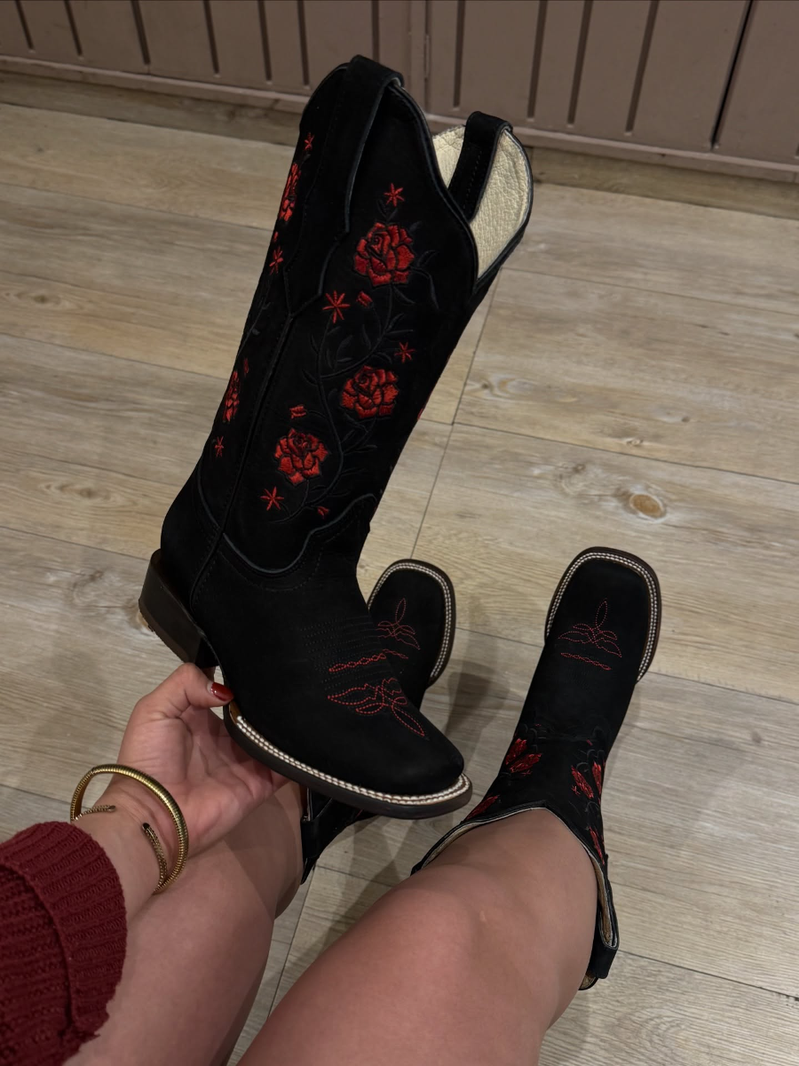 Rose Embroidered Western Boots