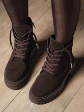 Thick-soled Velvet Lace-up Martin Boots