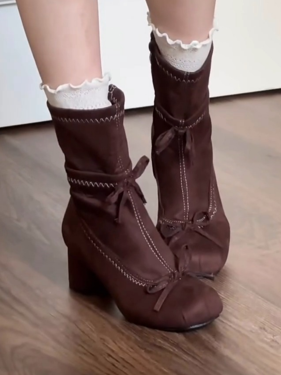 Bow-knot Slimming and Versatile Ankle Boots
