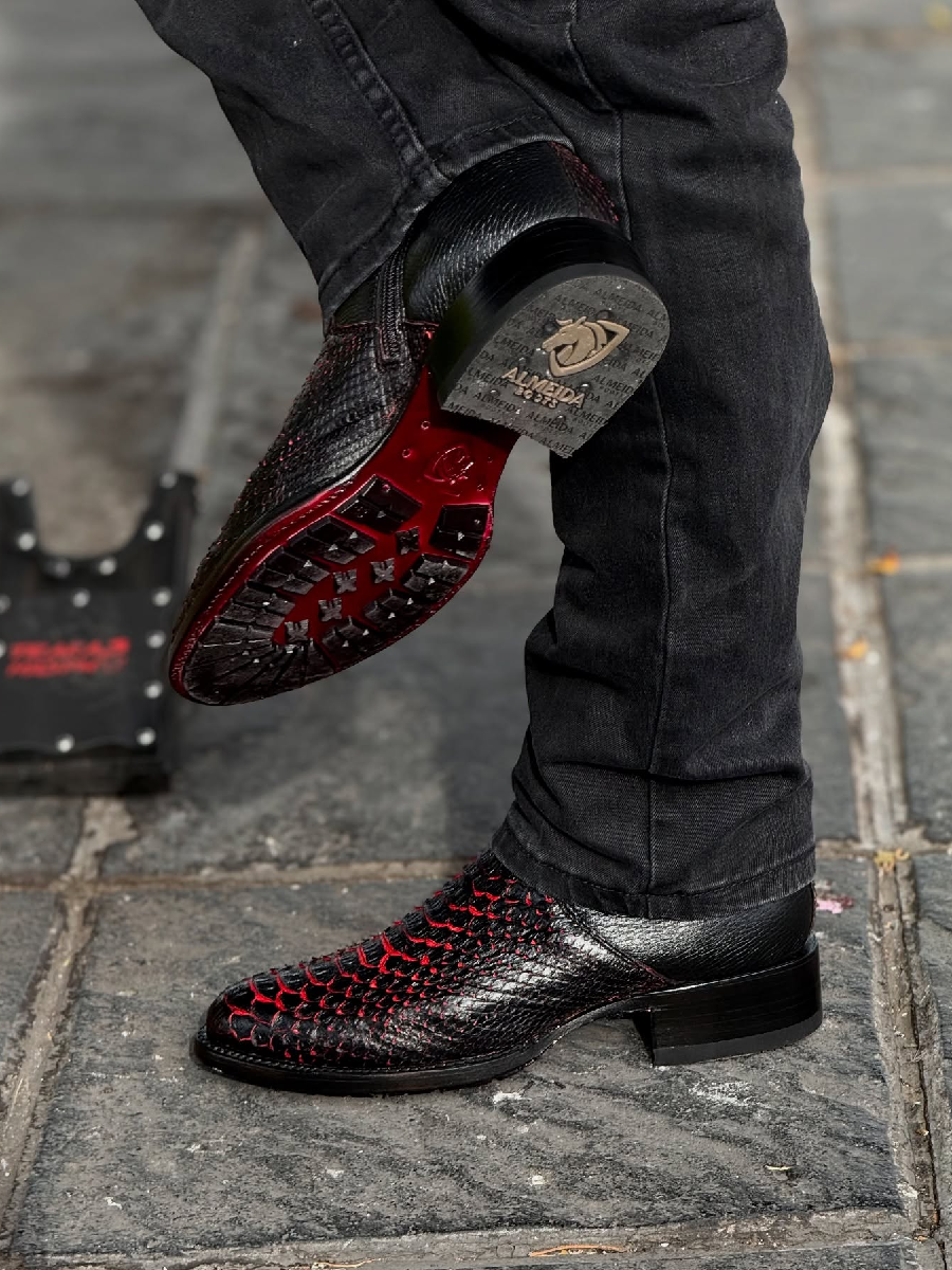 Chunky Heel Rider Crocodile Cowboy Boots