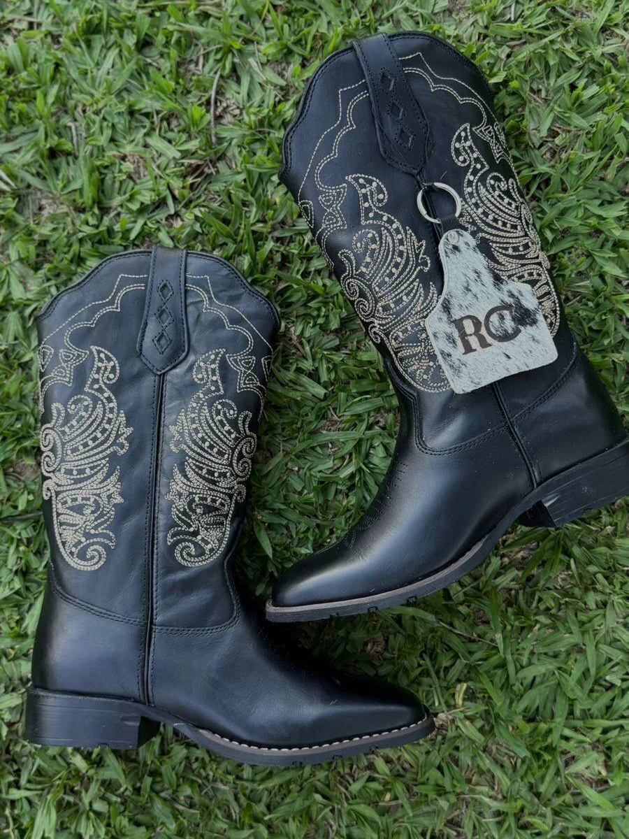 Black Western Boots - Genuine Leather