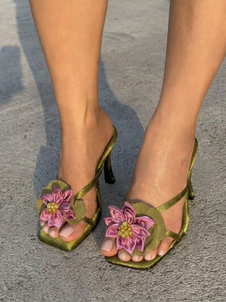 Handmade Flower High-heeled Sandals