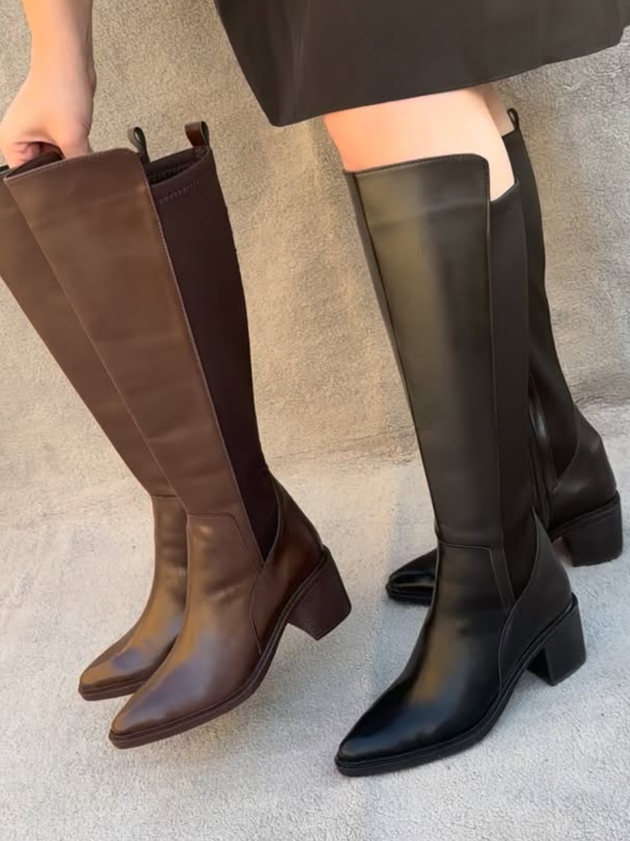 Chunky Heel High Riding Boots