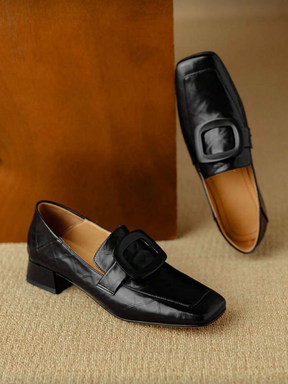 Low-heeled Slip-on Comfortable Square Buckle Shoes