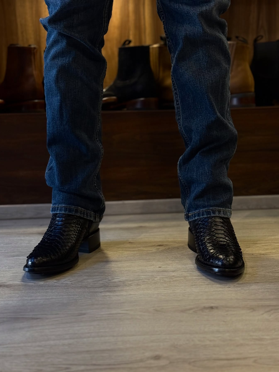 Chunky Heel Rider Crocodile Cowboy Boots