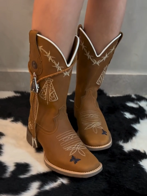 Brown Embroidered Cowboy Boots