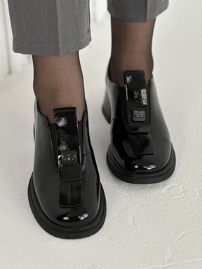 Thick-heeled Versatile Leather Shoes