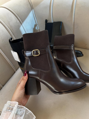 Chunky Heel Buckle Martin Boots