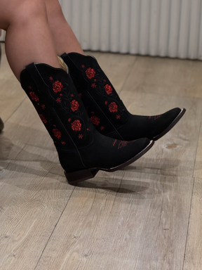 Rose Embroidered Western Boots