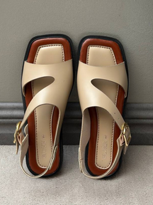 Soft Leather Flat Heel Buckle Sandals