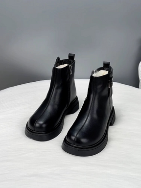 Genuine Leather and Wool Snow Boots