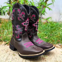 Pink embroidered Western boots