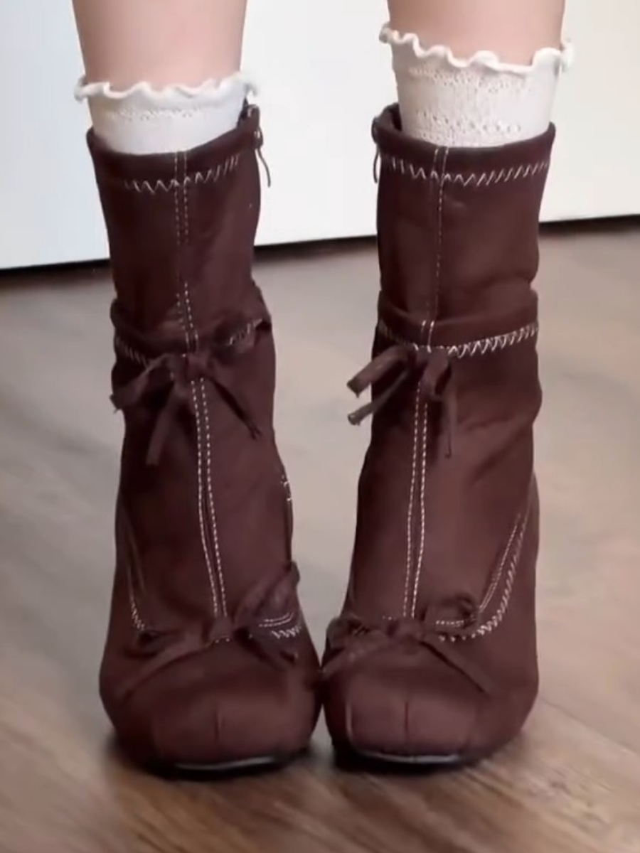 Bow-knot Slimming and Versatile Ankle Boots