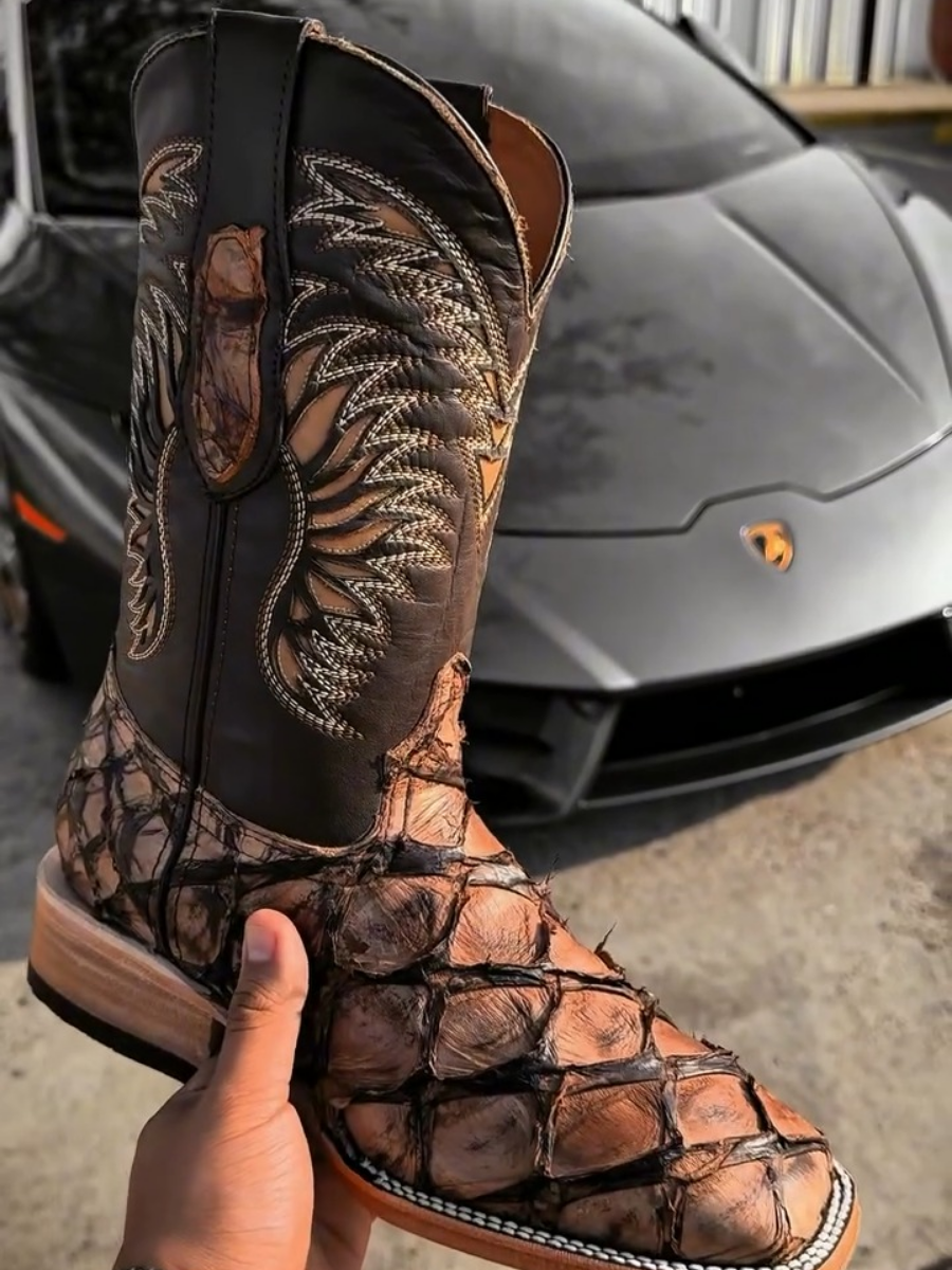 Retro Square Toe Mid-calf Casual Versatile Men's Boots