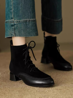 Retro Frosted Mid-heel Martin Boots