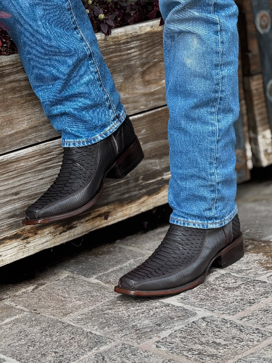 Original Tobacco Square Toe Python Cowboy Boots