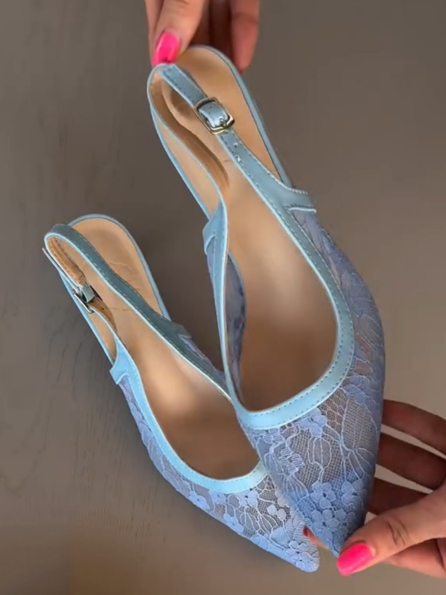 Pointed-toe Mesh Low-heeled Shoes