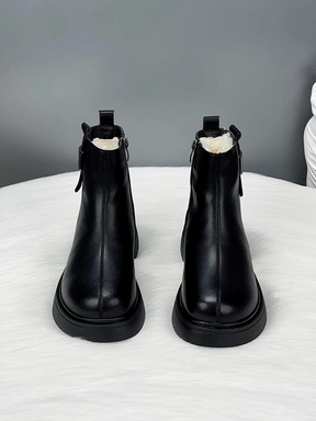 Genuine Leather and Wool Snow Boots