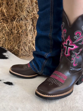 Pink embroidered Western boots