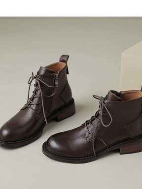 Genuine Leather Lace-up Martin Boots