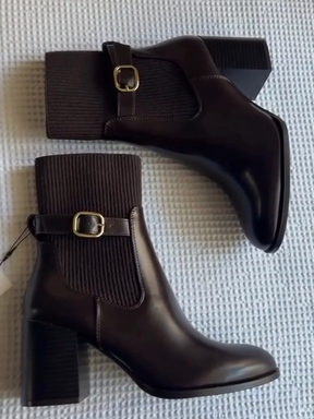 Chunky Heel Buckle Martin Boots