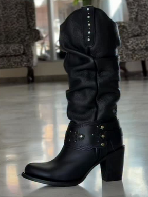 Pointed-toe Retro Studded Boots