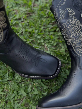 Black Western Boots - Genuine Leather