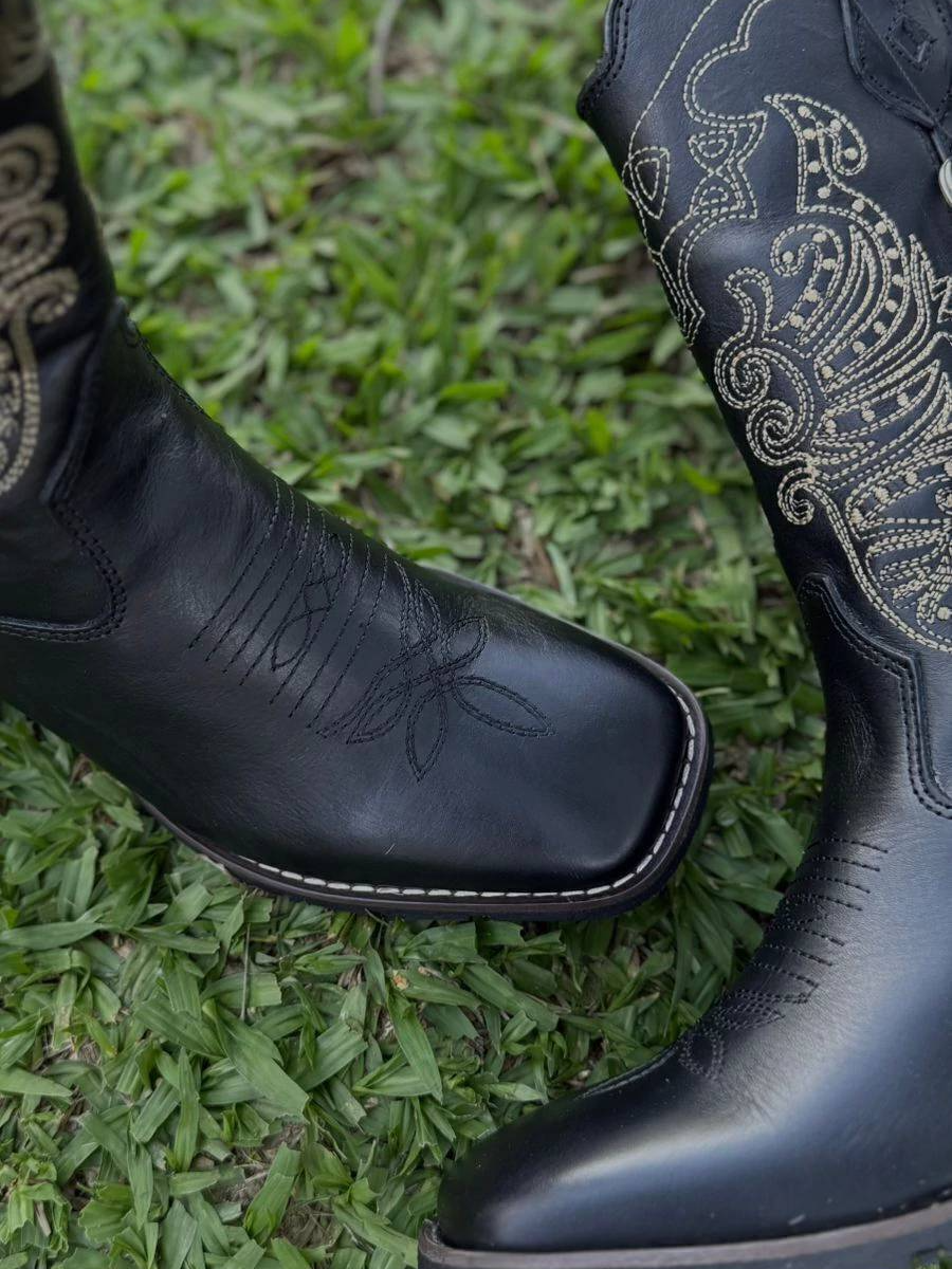 Black Western Boots - Genuine Leather