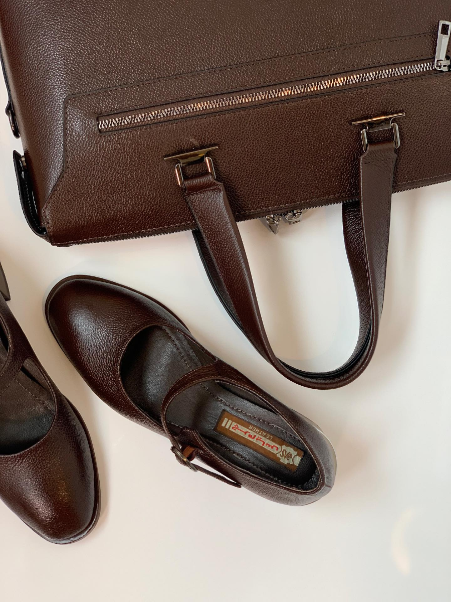 Genuine Leather Chunky Heel Mary Jane Shoes