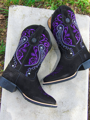 Purple Embroidered Cowboy Boots