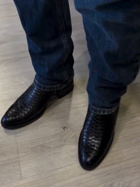 Chunky Heel Rider Crocodile Cowboy Boots
