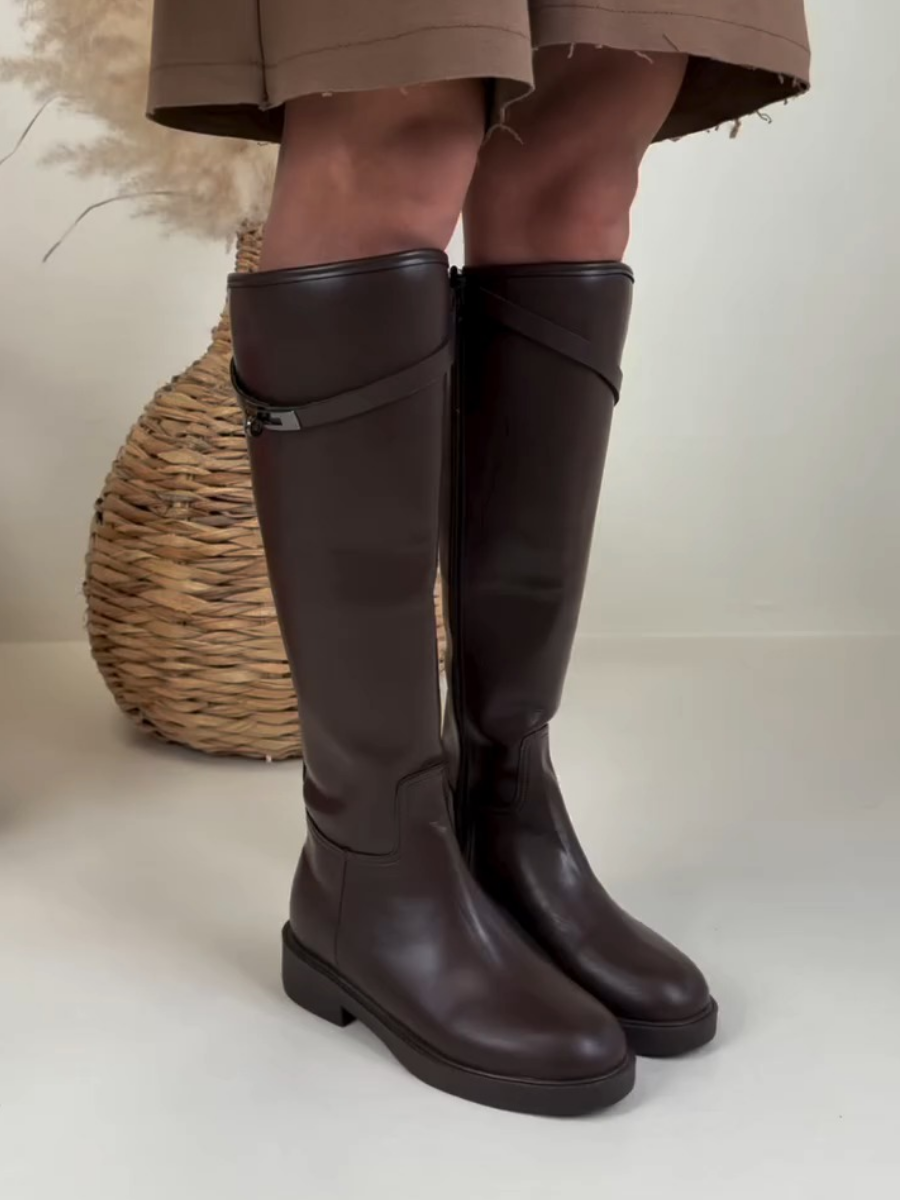 Buckled Cowhide High Boots