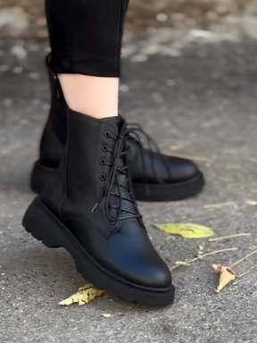 Genuine Leather Lace-up Martin Boots