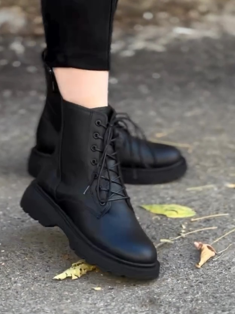 Genuine Leather Lace-up Martin Boots