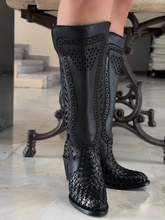 Black Woven Custom Boots