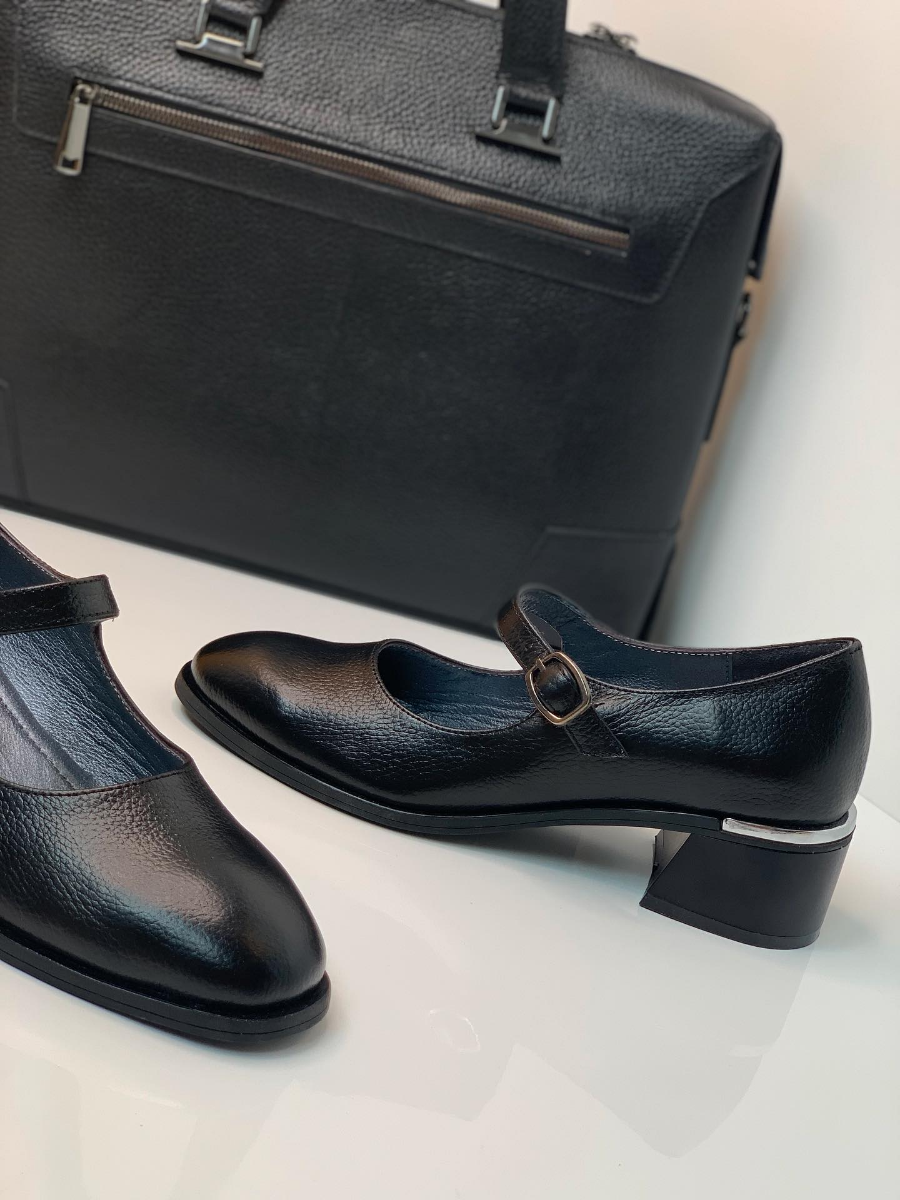 Genuine Leather Chunky Heel Mary Jane Shoes