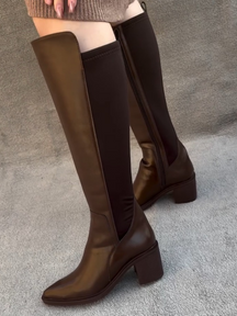 Chunky Heel High Riding Boots