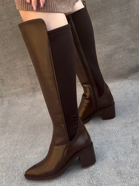 Chunky Heel High Riding Boots