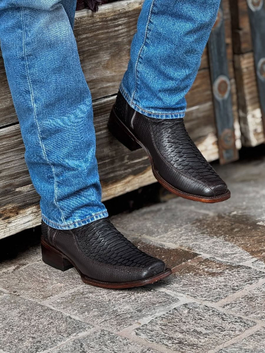 Original Tobacco Square Toe Python Cowboy Boots