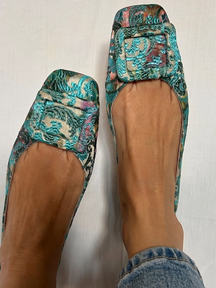 Retro Floral Square Toe Shoes